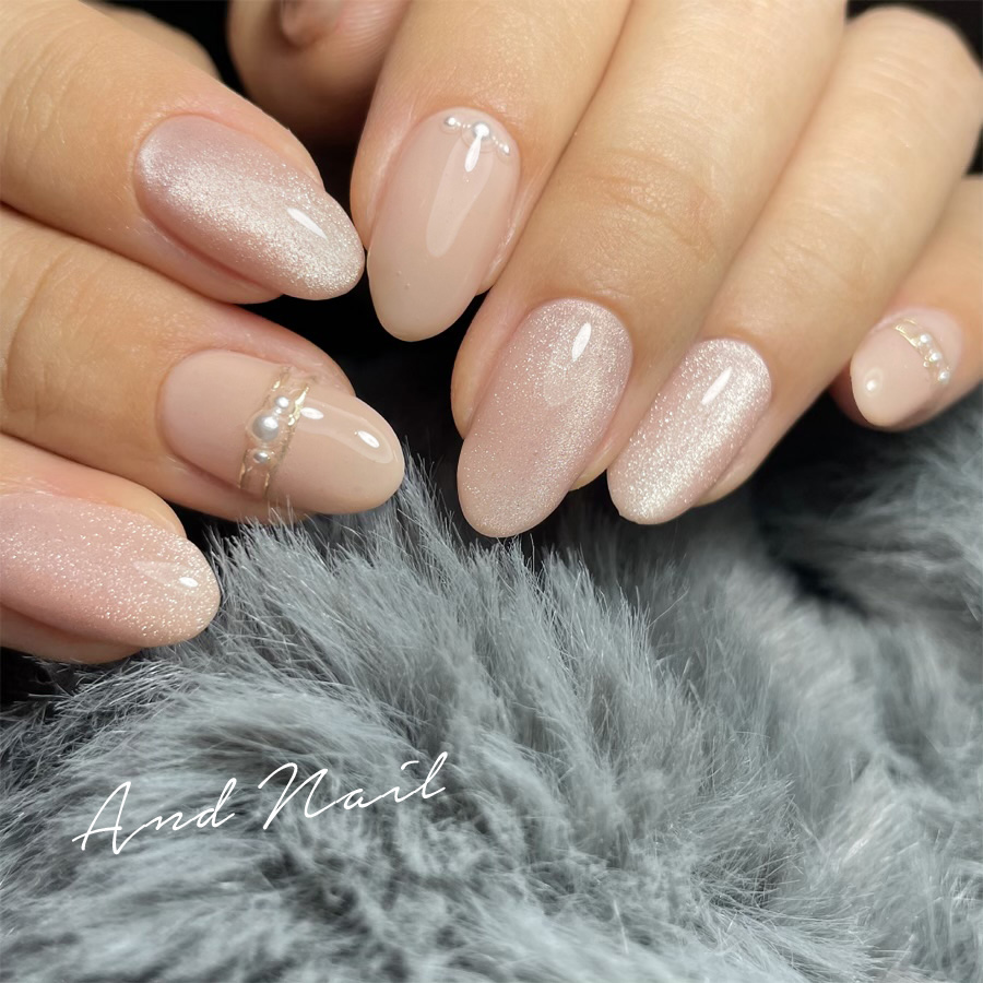 優しい色味マグネットネイル｜福岡市ネイルサロン｜福岡アンドネイル 