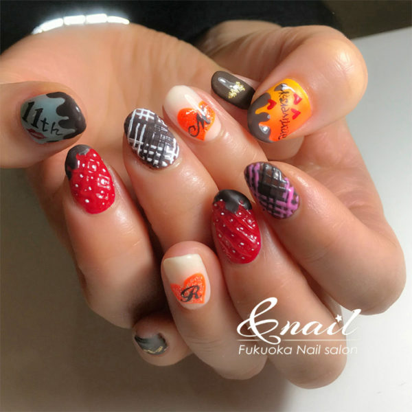 バレンタインネイル