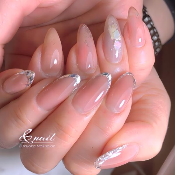 ガラスフレンチネイル 福岡