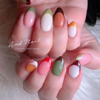 秋カラー カラフルフレンチネイル